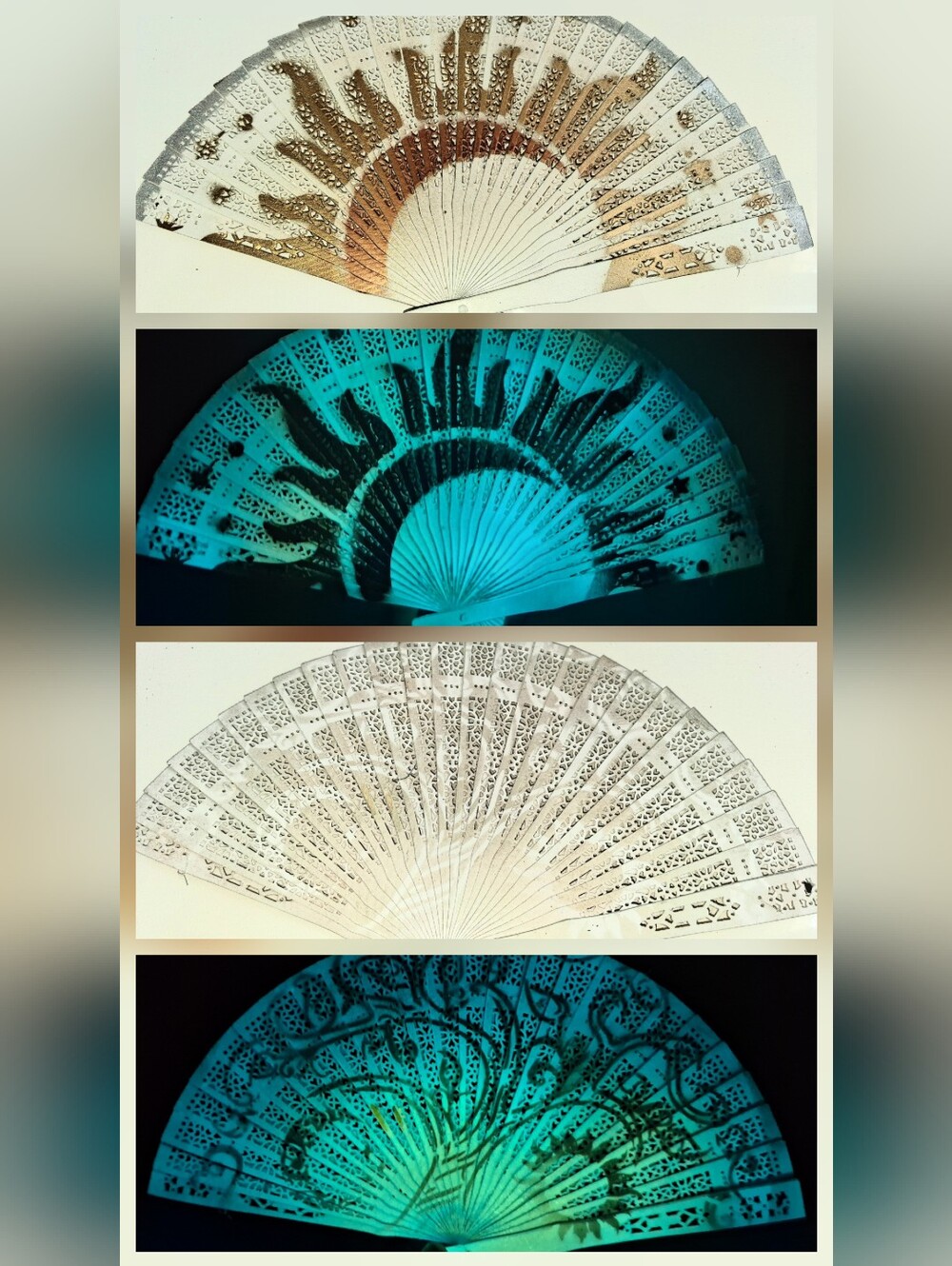 OOAK HAND painted Folding Fan UV Glow Dark Custum/bulk